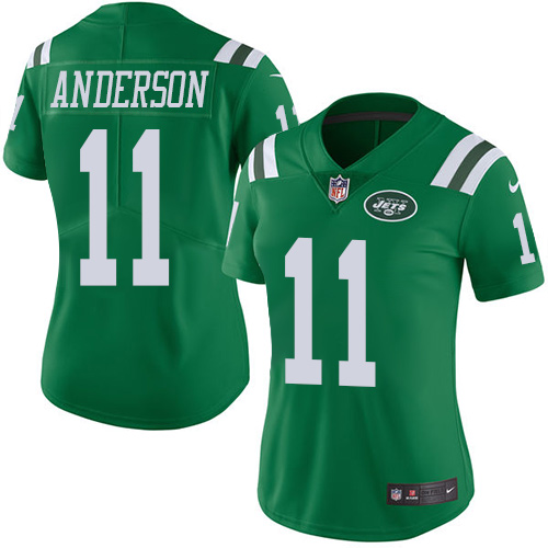 Nike Jets #11 Robby Anderson Green Women's Stitched NFL Limited Rush Jersey - Click Image to Close